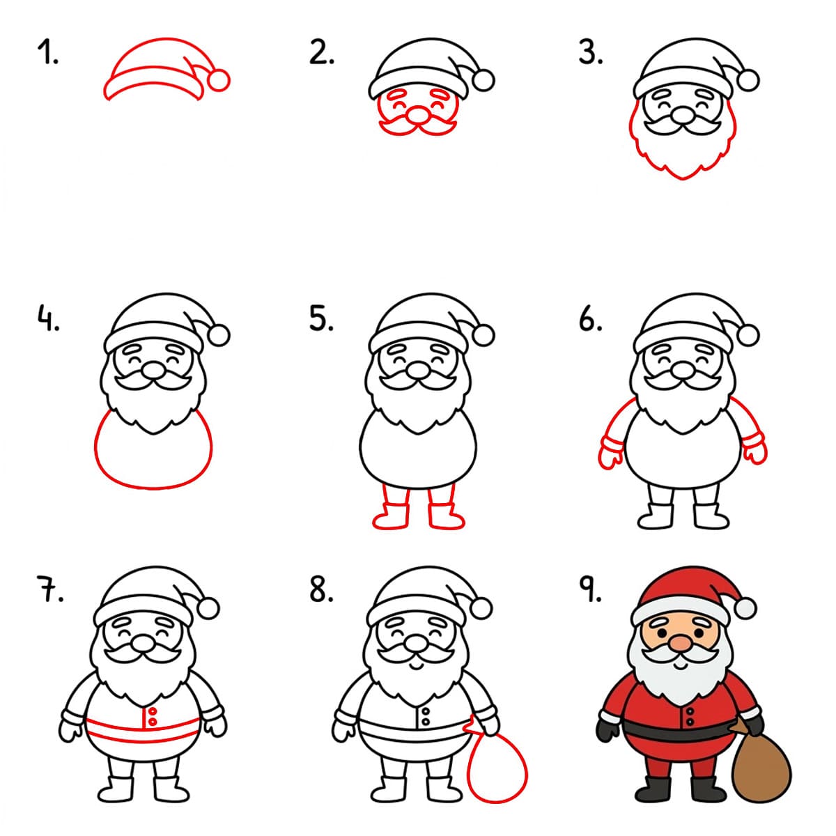 Père Noël facile dessin