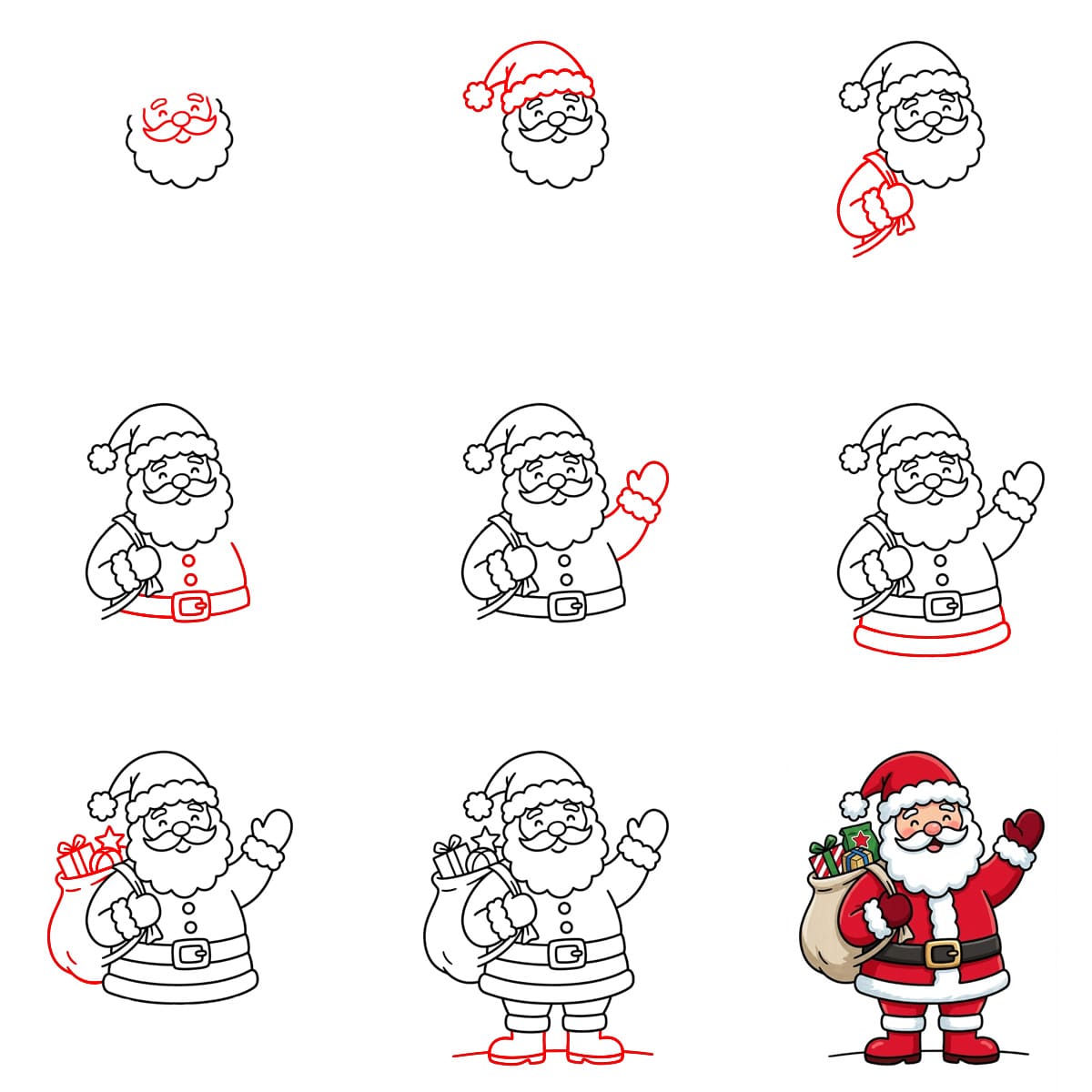 Père Noël faisant signe dessin