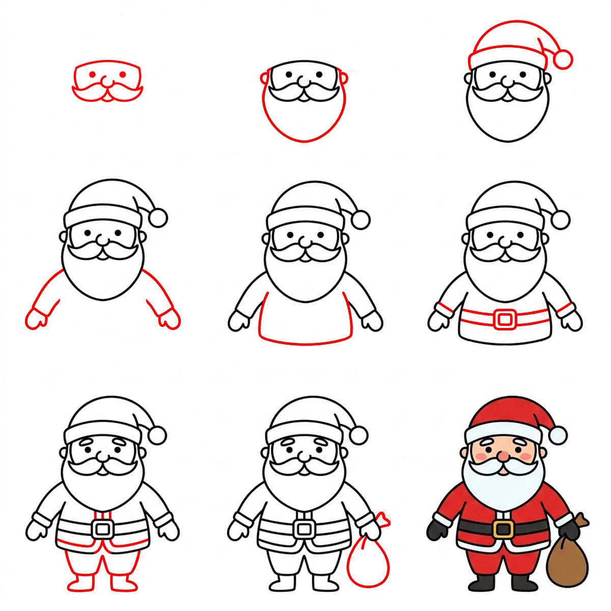 Père Noël tenant un cadeau dessin