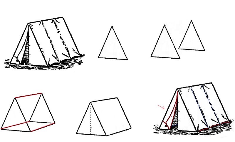 Une longue tente triangulaire dessin