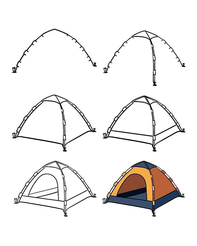 Une tente avec cadre de tir dessin