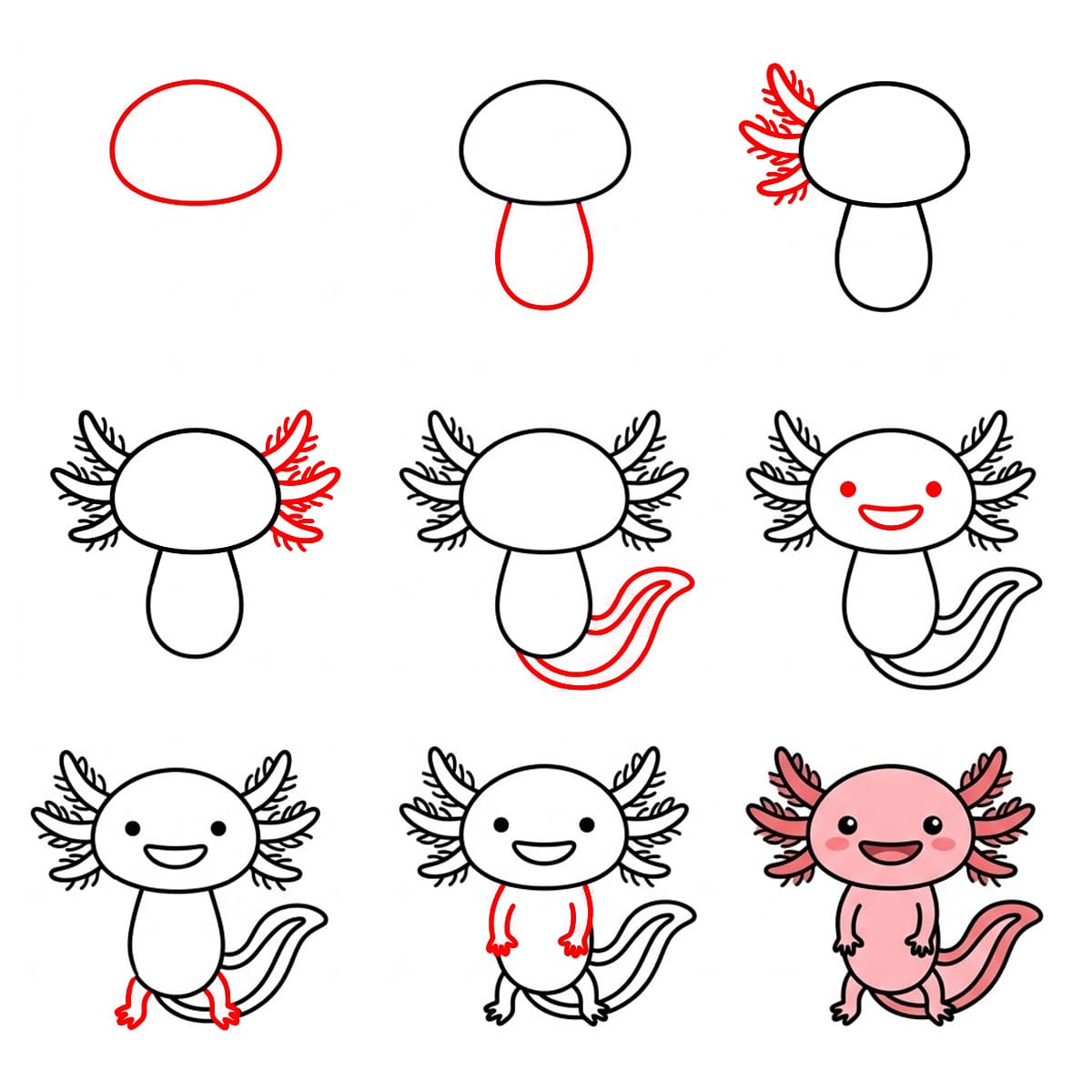 Axolotl curieux dessin