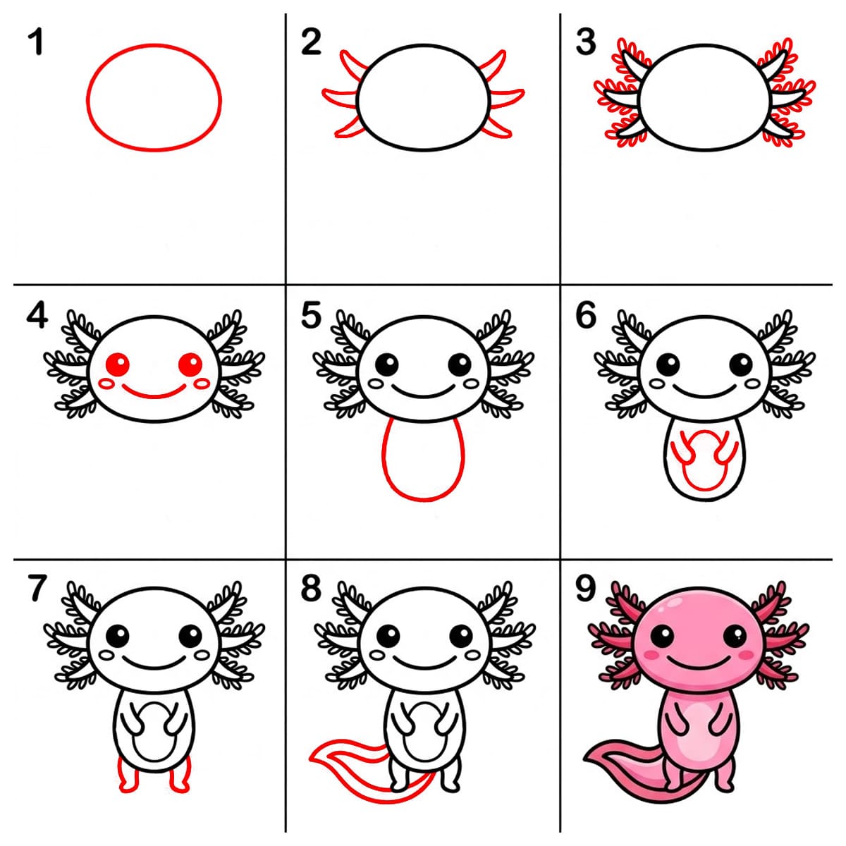 Axolotl heureux dessin