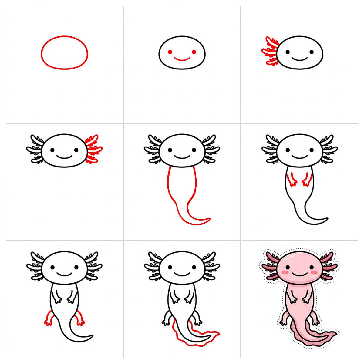 Axolotl qui fait signe dessin
