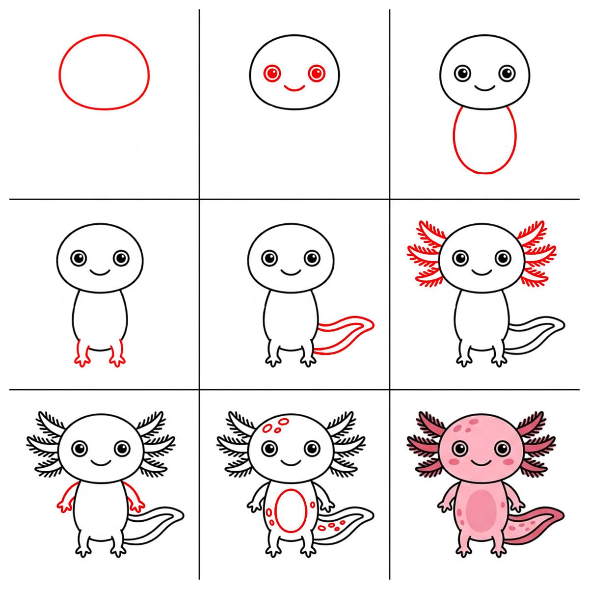 Axolotl souriant dessin