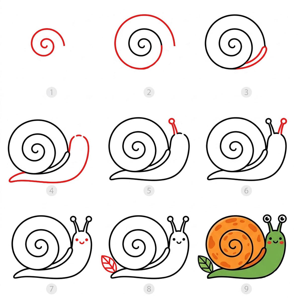 Escargot heureux dessin