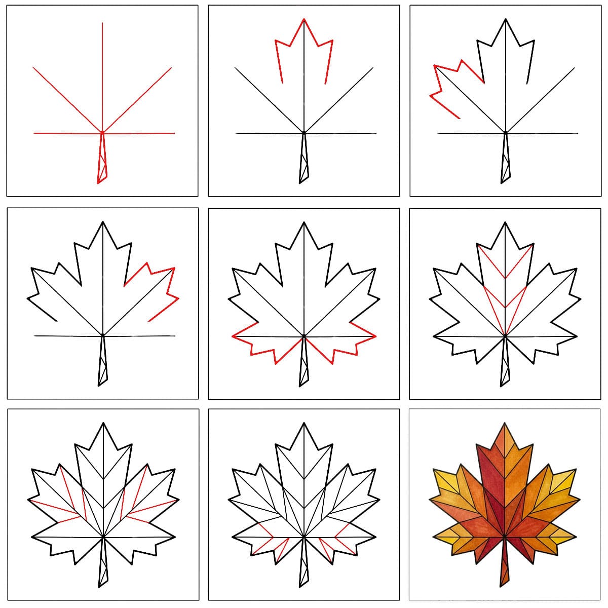 Feuille d'érable terminée dessin