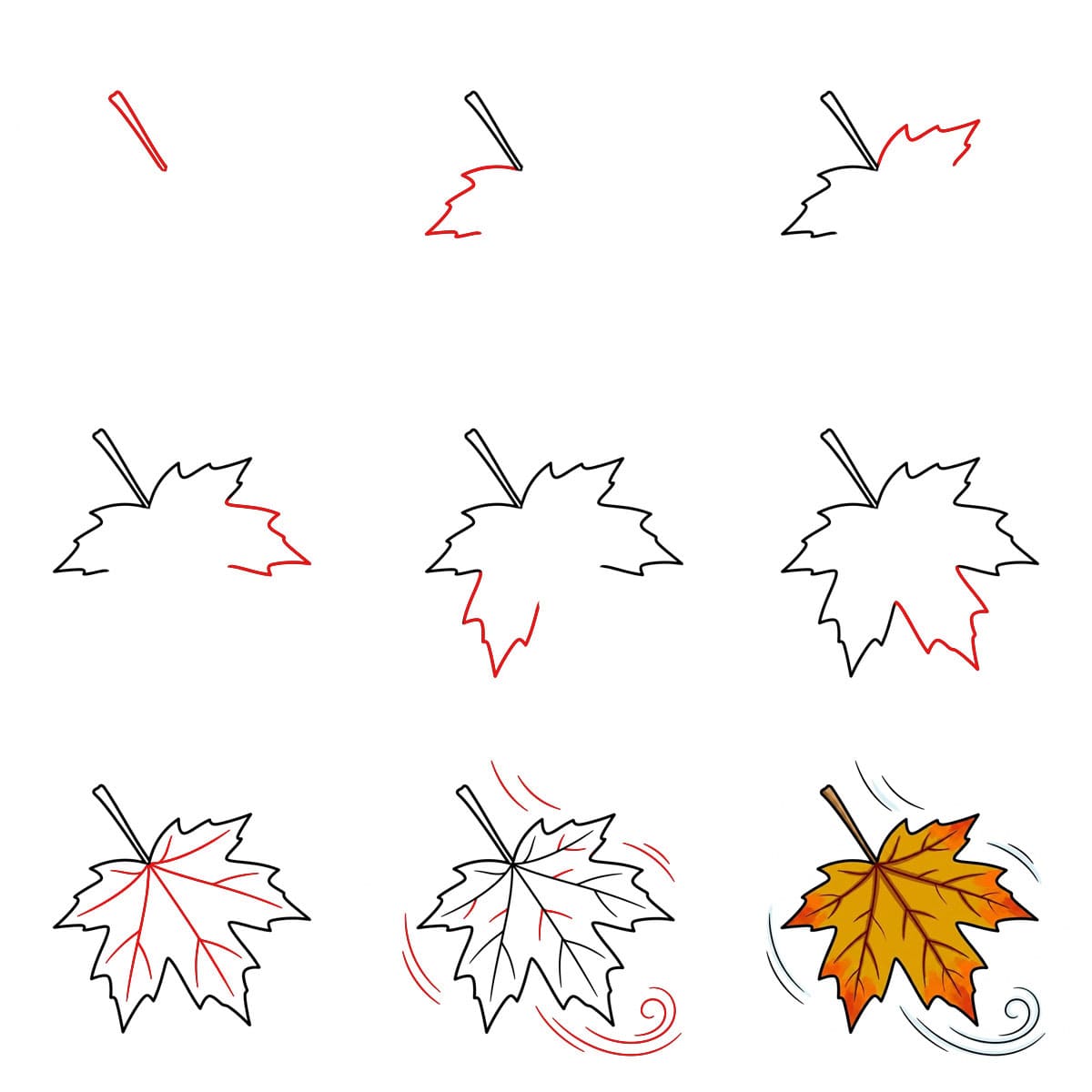 Forme de la feuille d'érable dessin