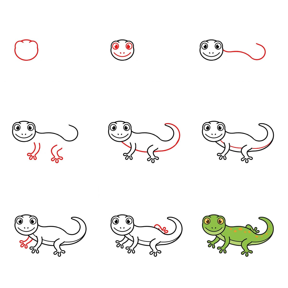 Gecko à l'affût dessin