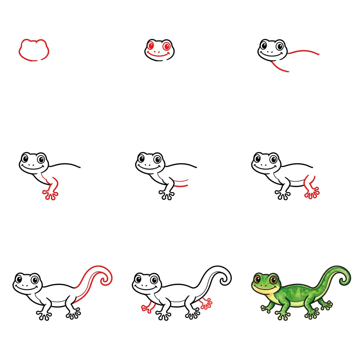 Gecko à queue enroulée dessin