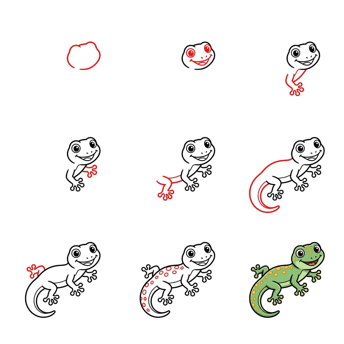 Gecko de profil dessin