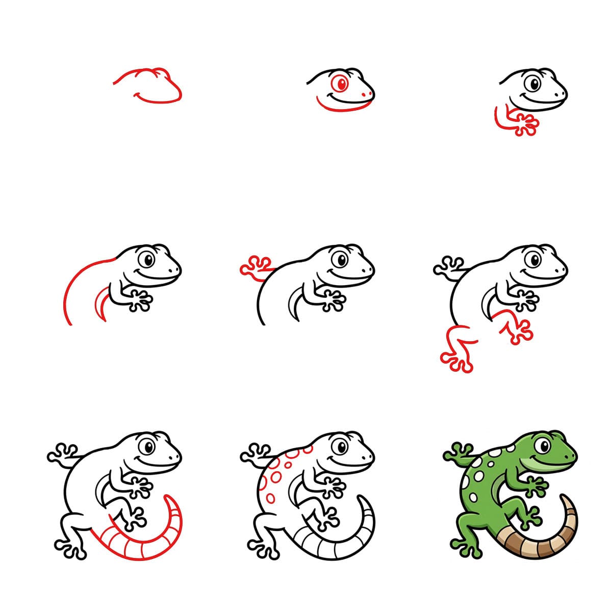 Gecko dynamique dessin