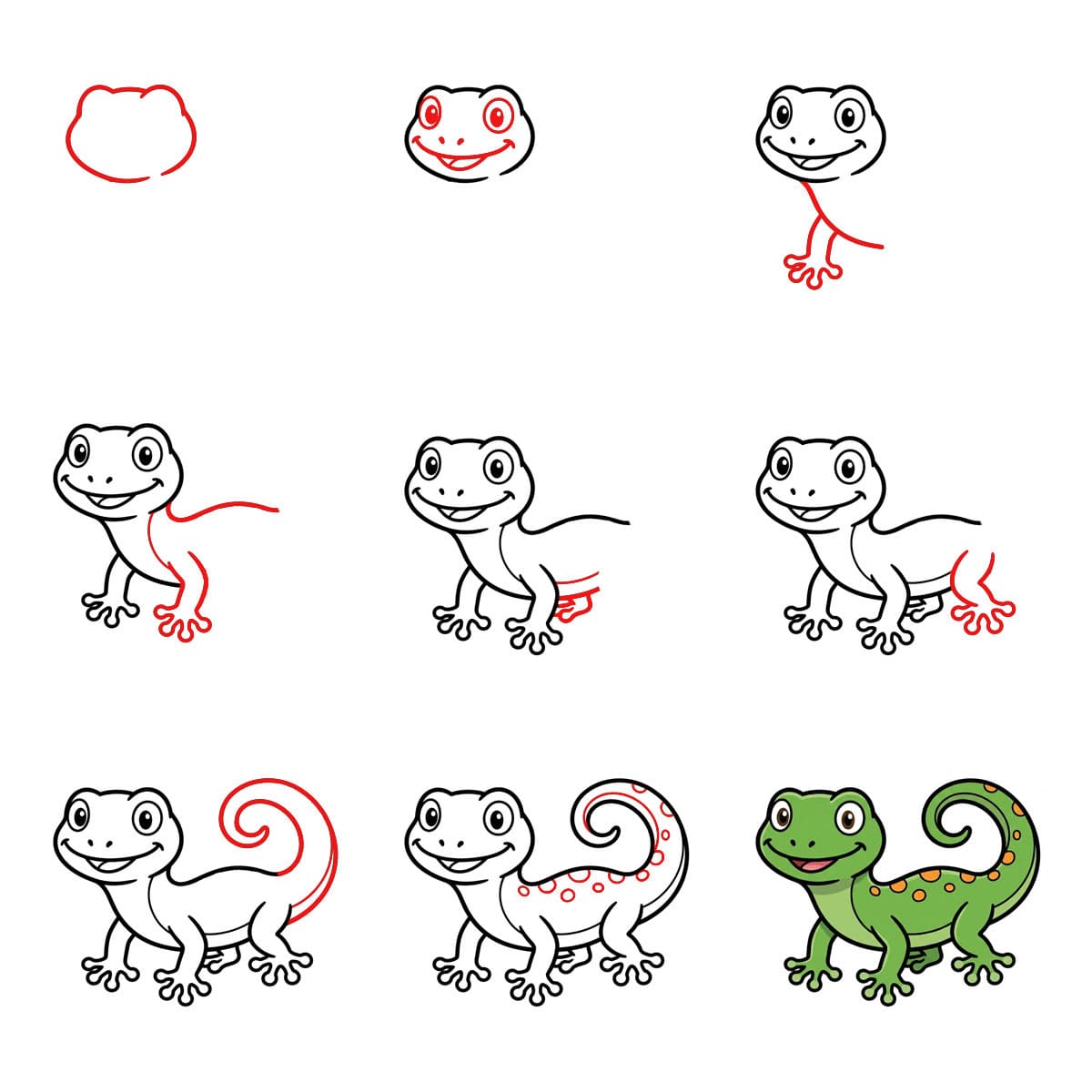 Gecko étendu dessin