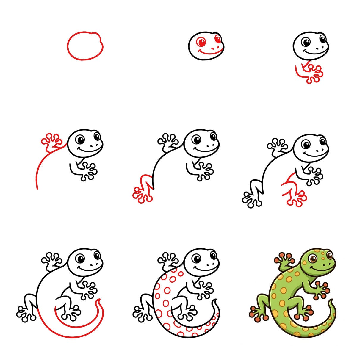 Gecko souriant dessin