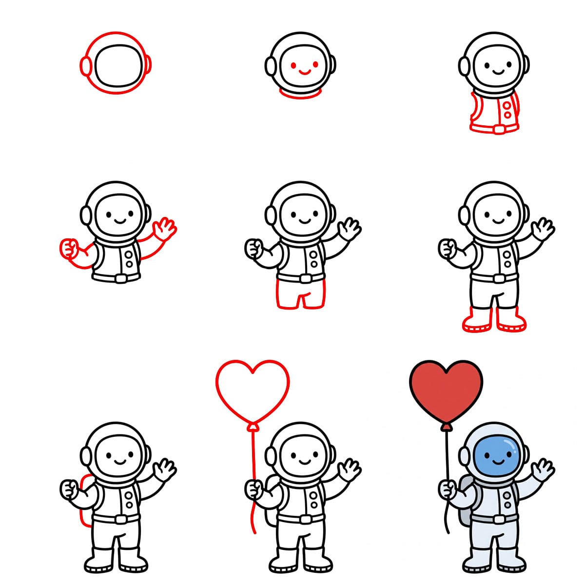 Astronaute avec un ballon dessin