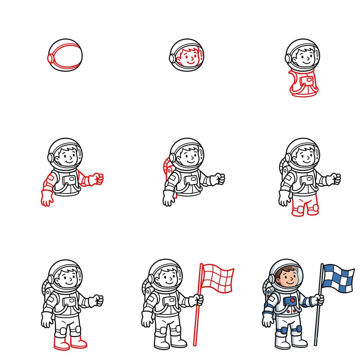 Astronaute avec un drapeau dessin