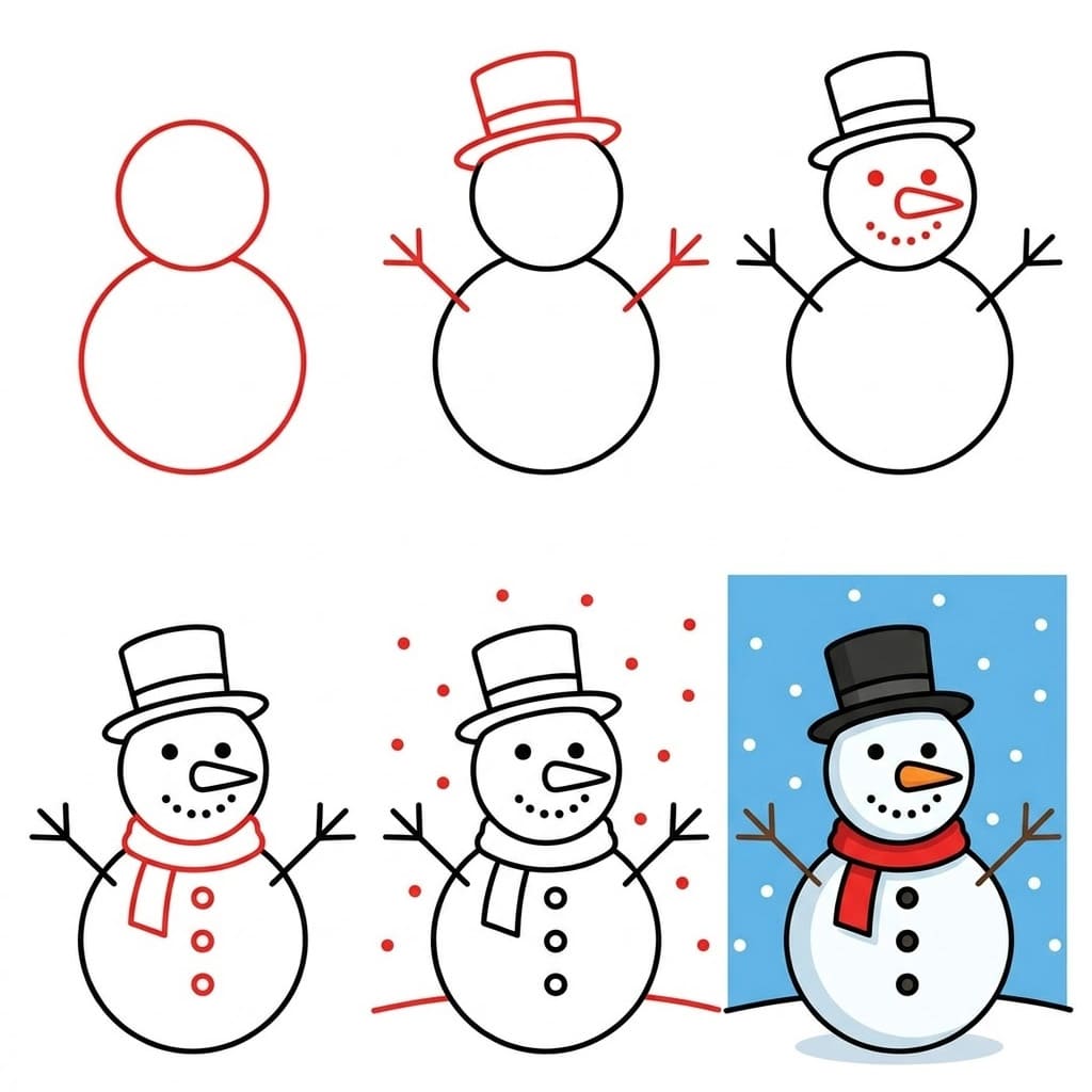 Bonhomme de neige à cadre bleu dessin