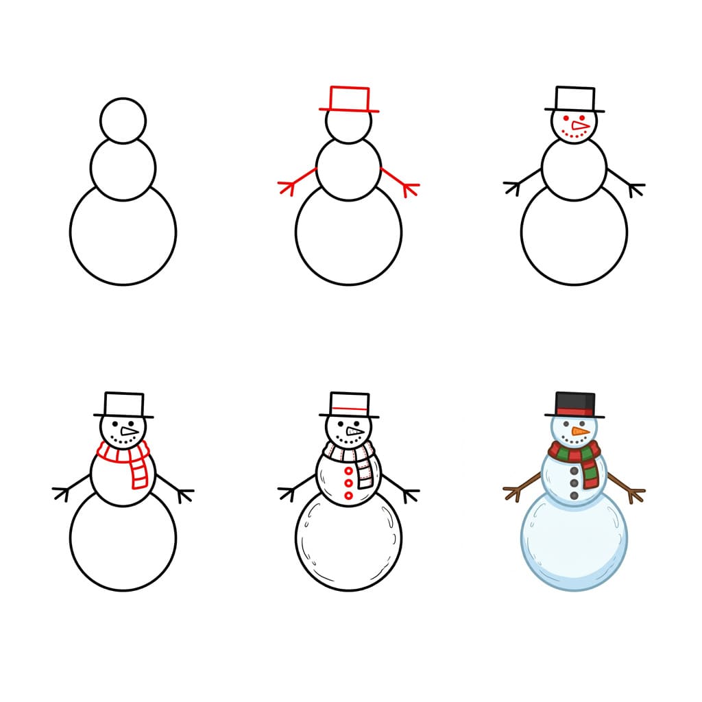 Bonhomme de neige classique dessin