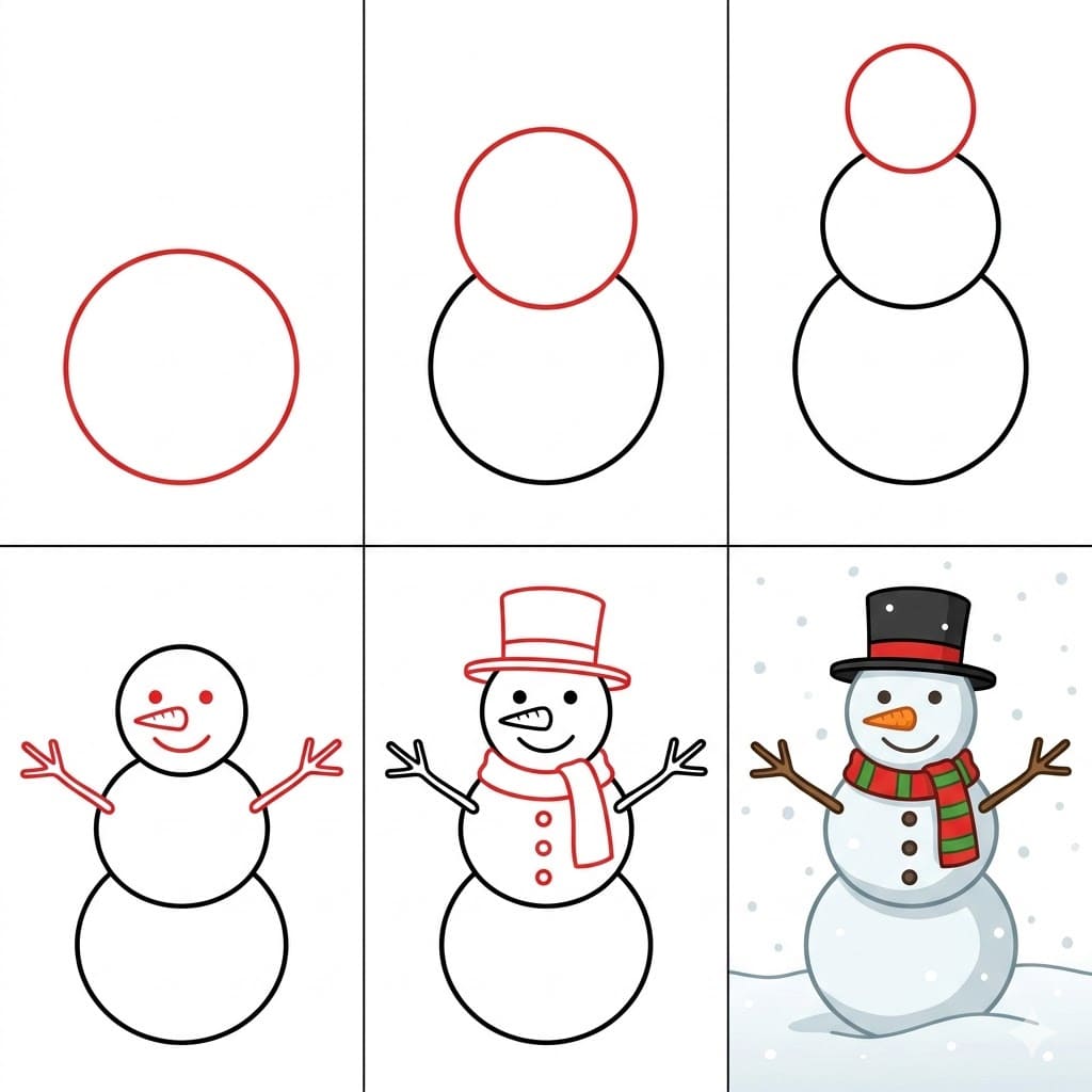 Bonhomme de neige dans la neige dessin