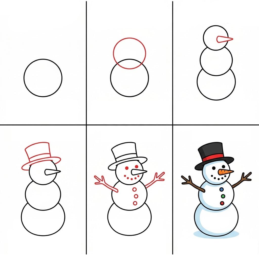 Bonhomme de neige joyeux dessin