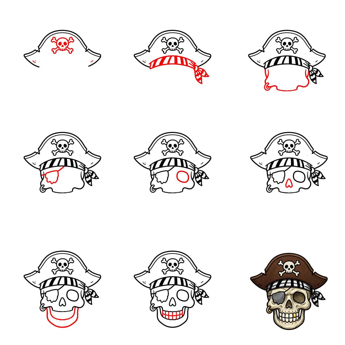 Crâne de pirate dessin
