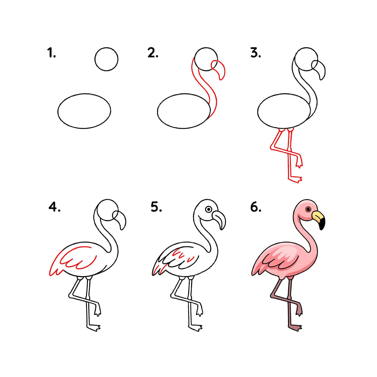 Flamant rose classique dessin