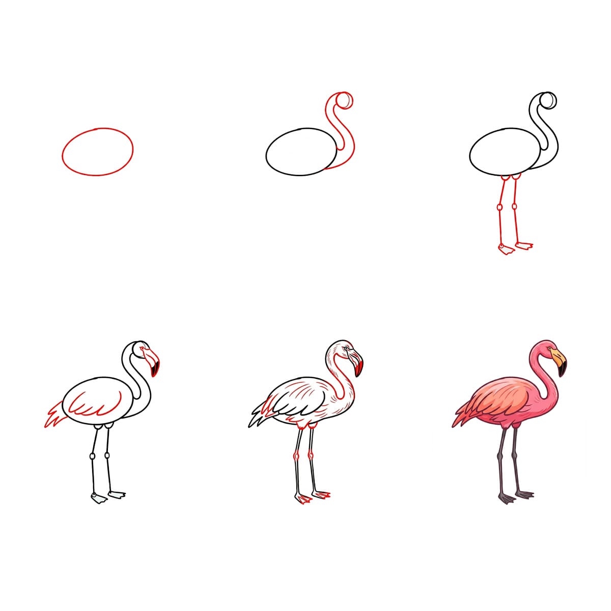 Flamant rose minimaliste dessin