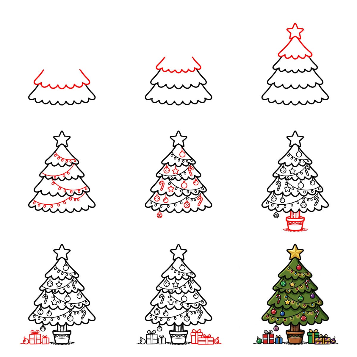 Grand sapin de Noël dessin