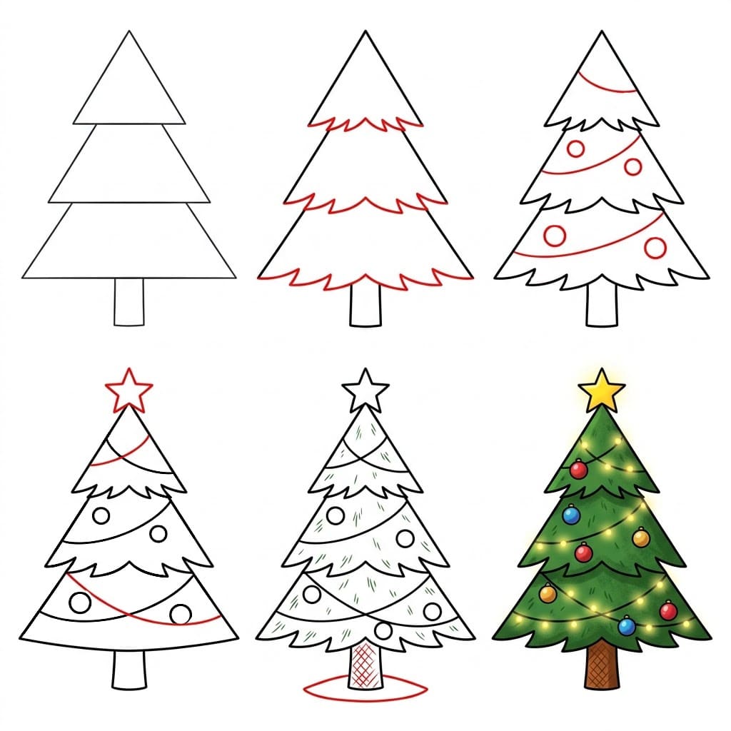 Sapin de Noël décoré dessin