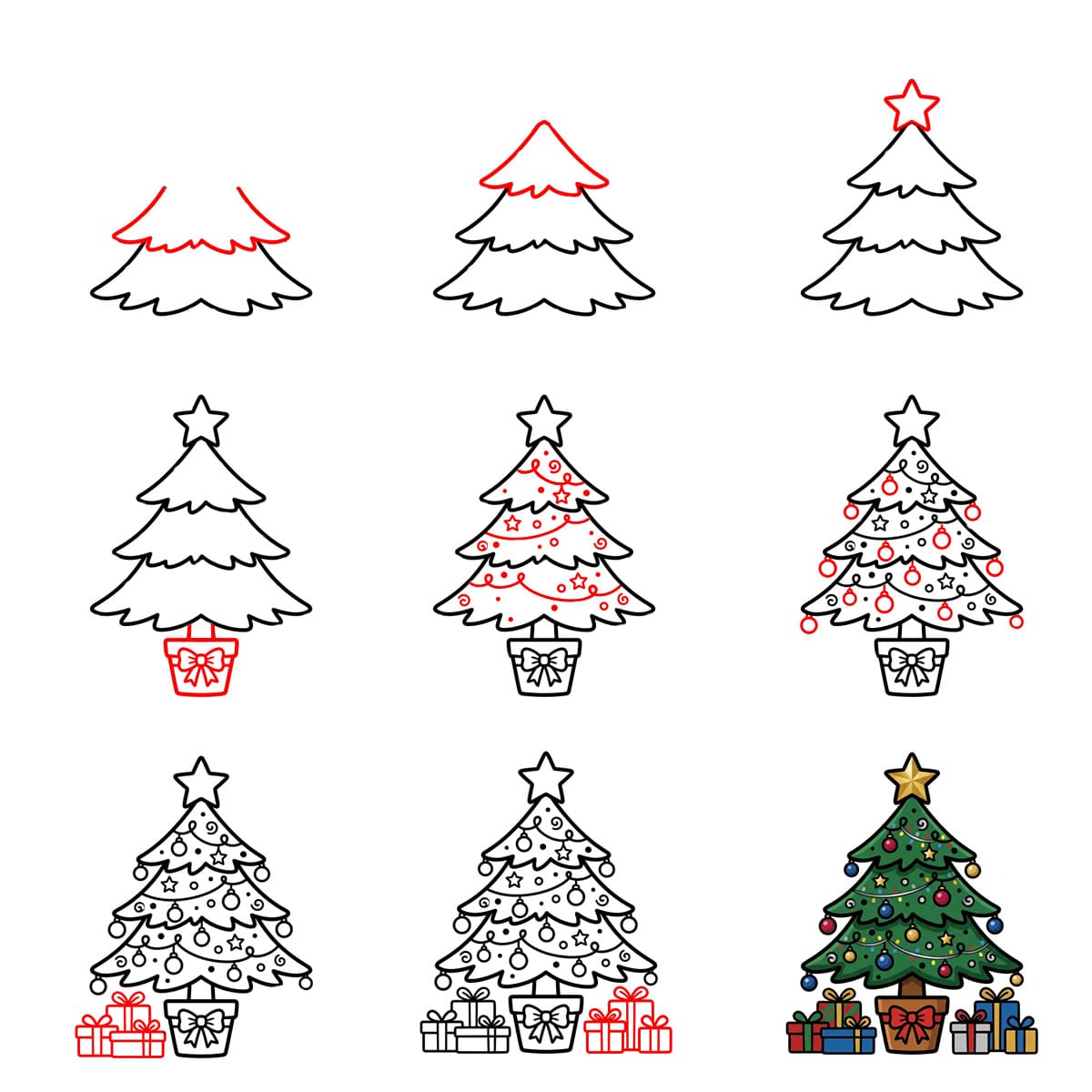 Sapin de Noël détaillé dessin