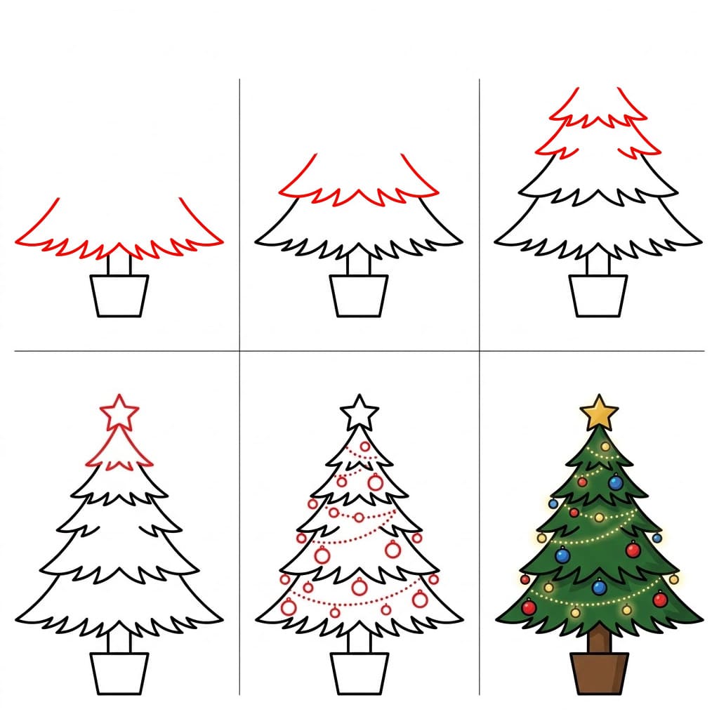 Sapin de Noël en pot dessin