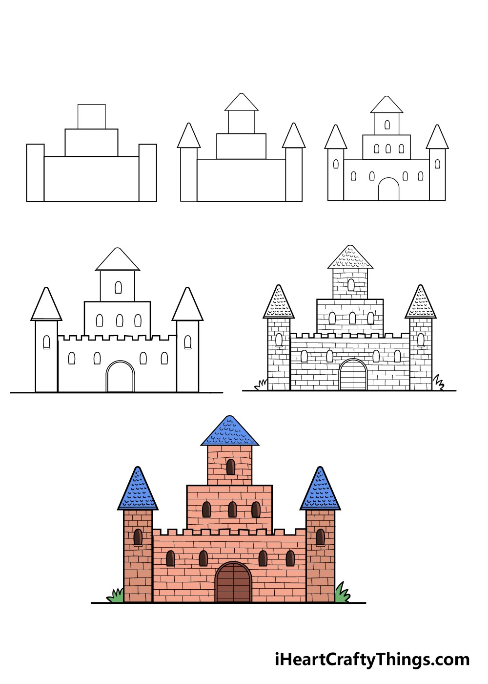 Un château en briques rouges dessin