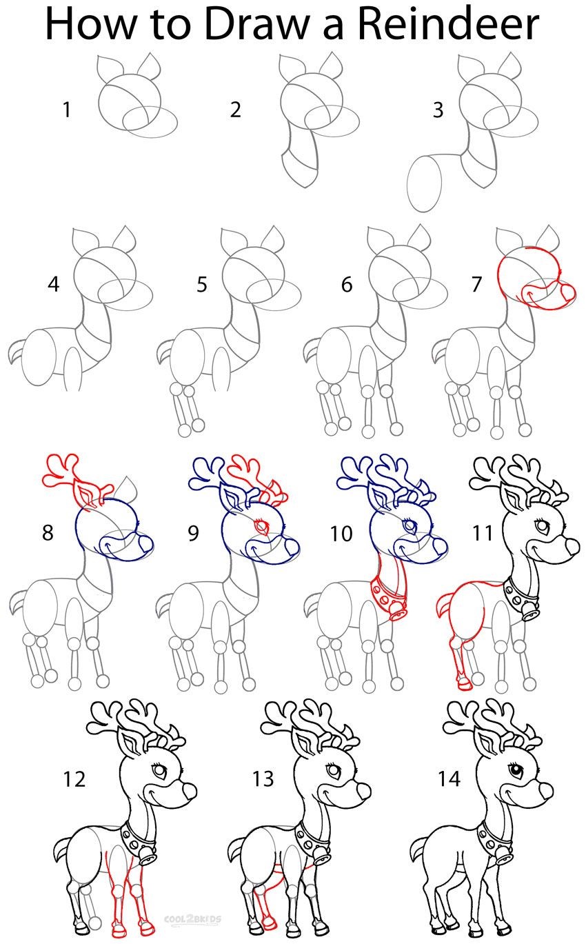 Un renne détaillé étape par étape dessin