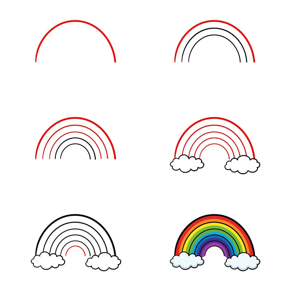 Arc-en-ciel à fines rayures dessin