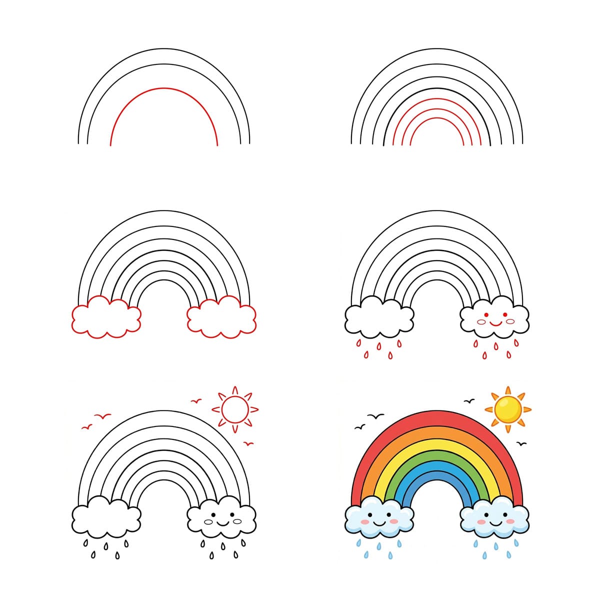 Arc-en-ciel goutte de pluie dessin