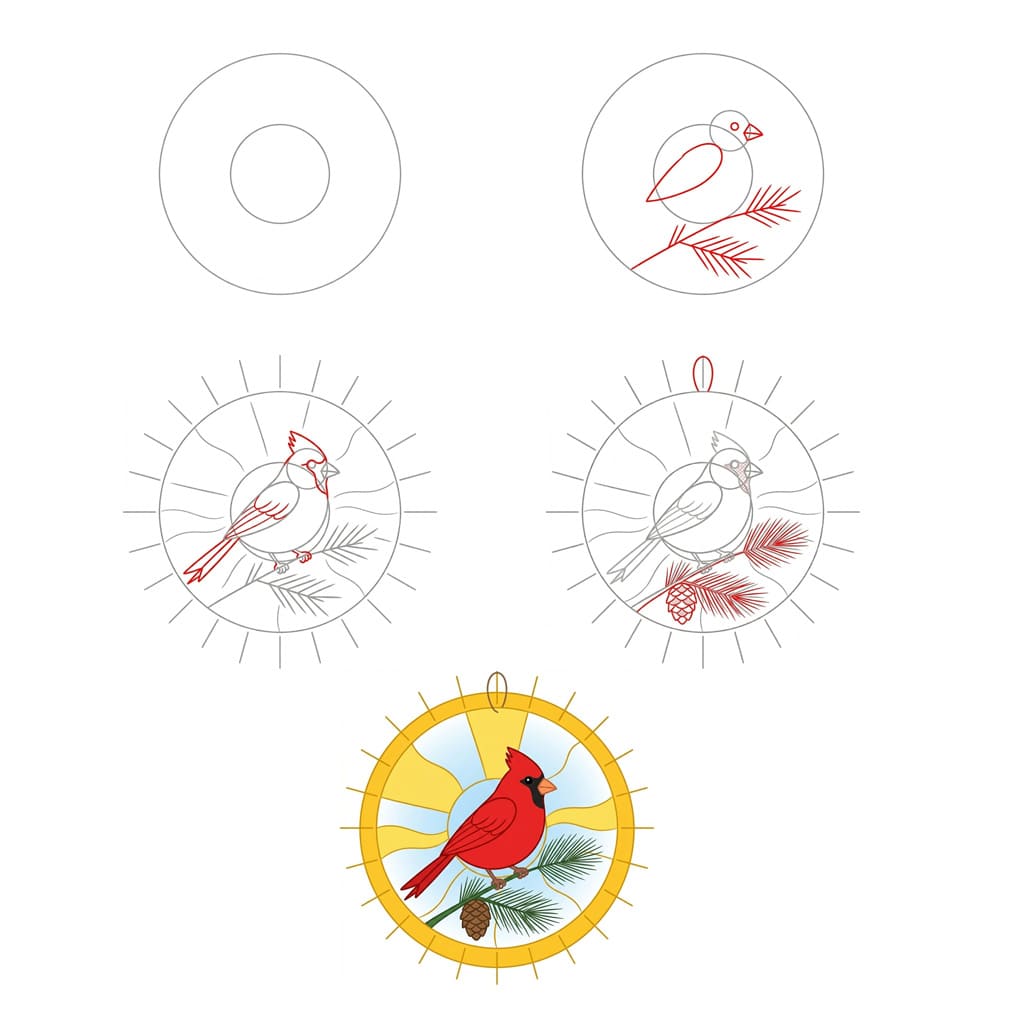 Cardinal avec soleil dessin