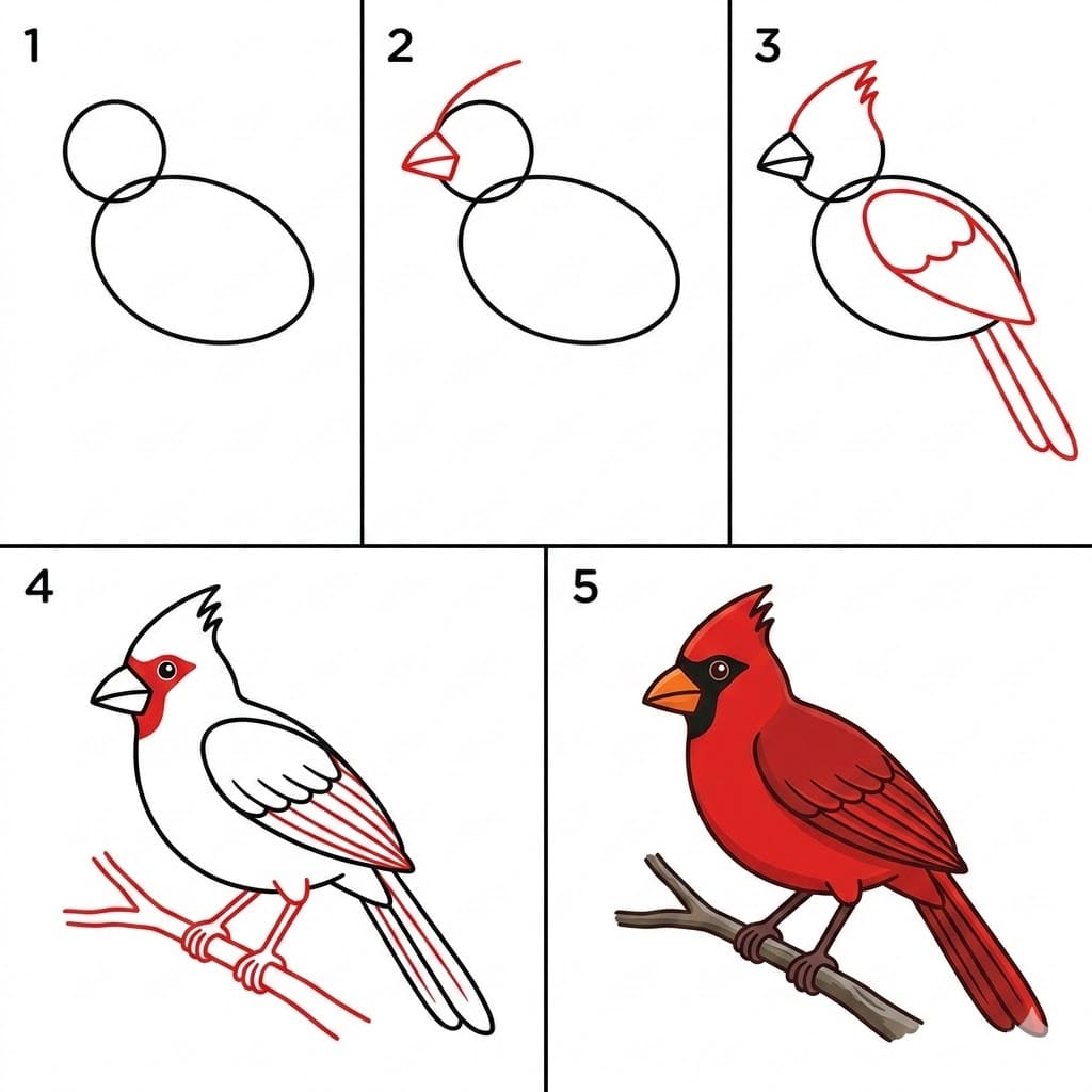 Cardinal sur une branche dessin