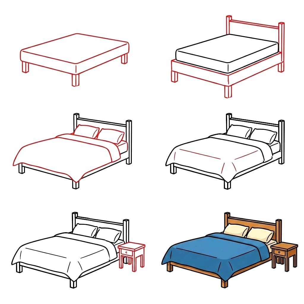 Lit et chaise dessin