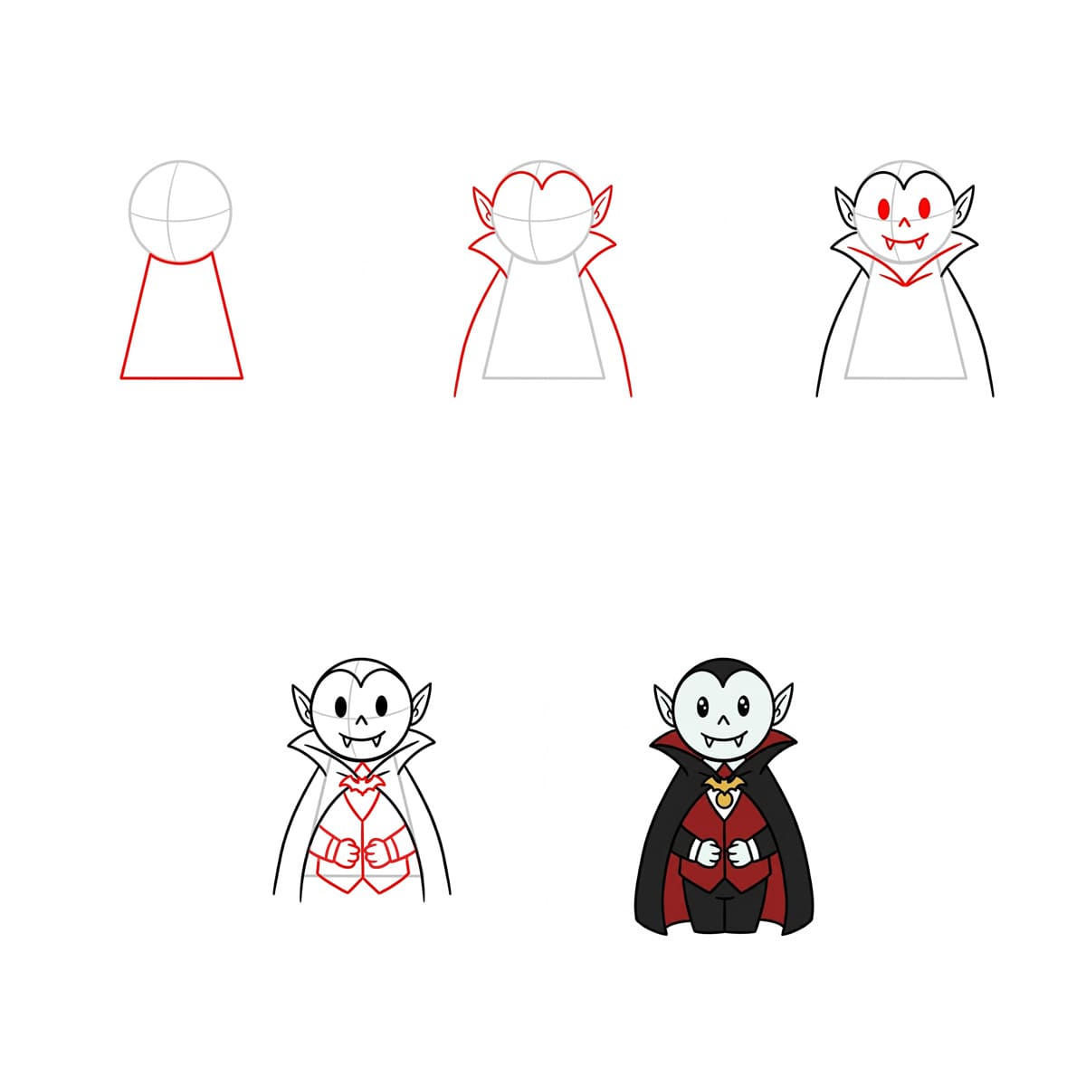 Vampire avec une cape dessin