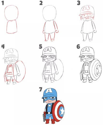 Captain America mignon 2 dessin