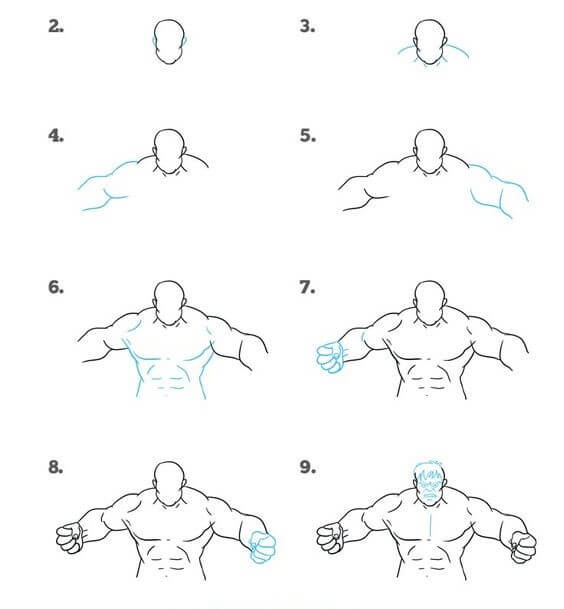 Le corps de Hulk dessin