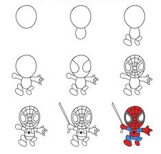 Spider man chibi dessin