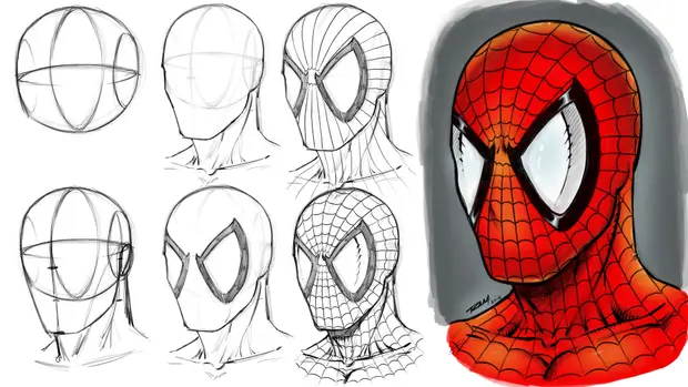 Tête de Spiderman dessin