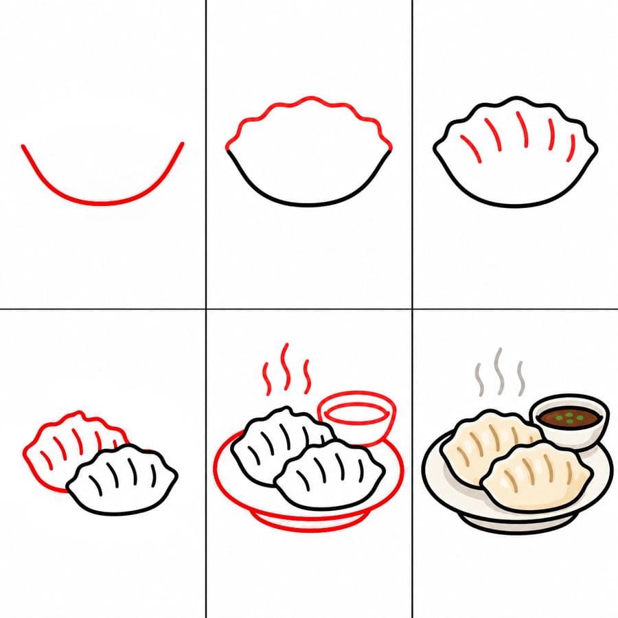 Assiette de raviolis dessin