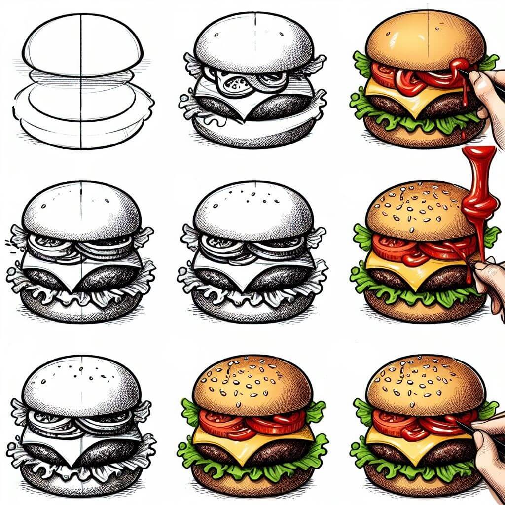 Burgers détaillés (2) dessin