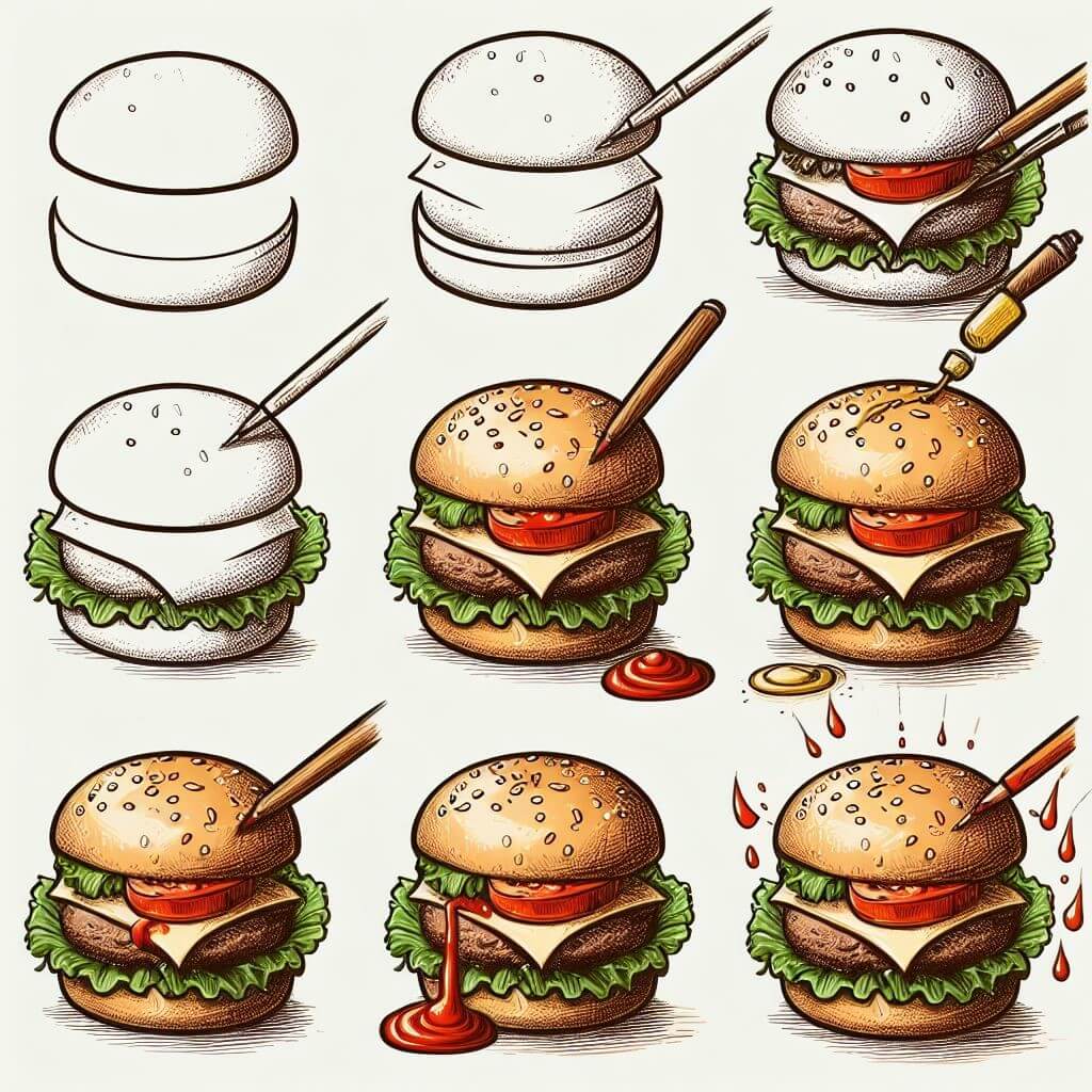 Burgers détaillés (3) dessin