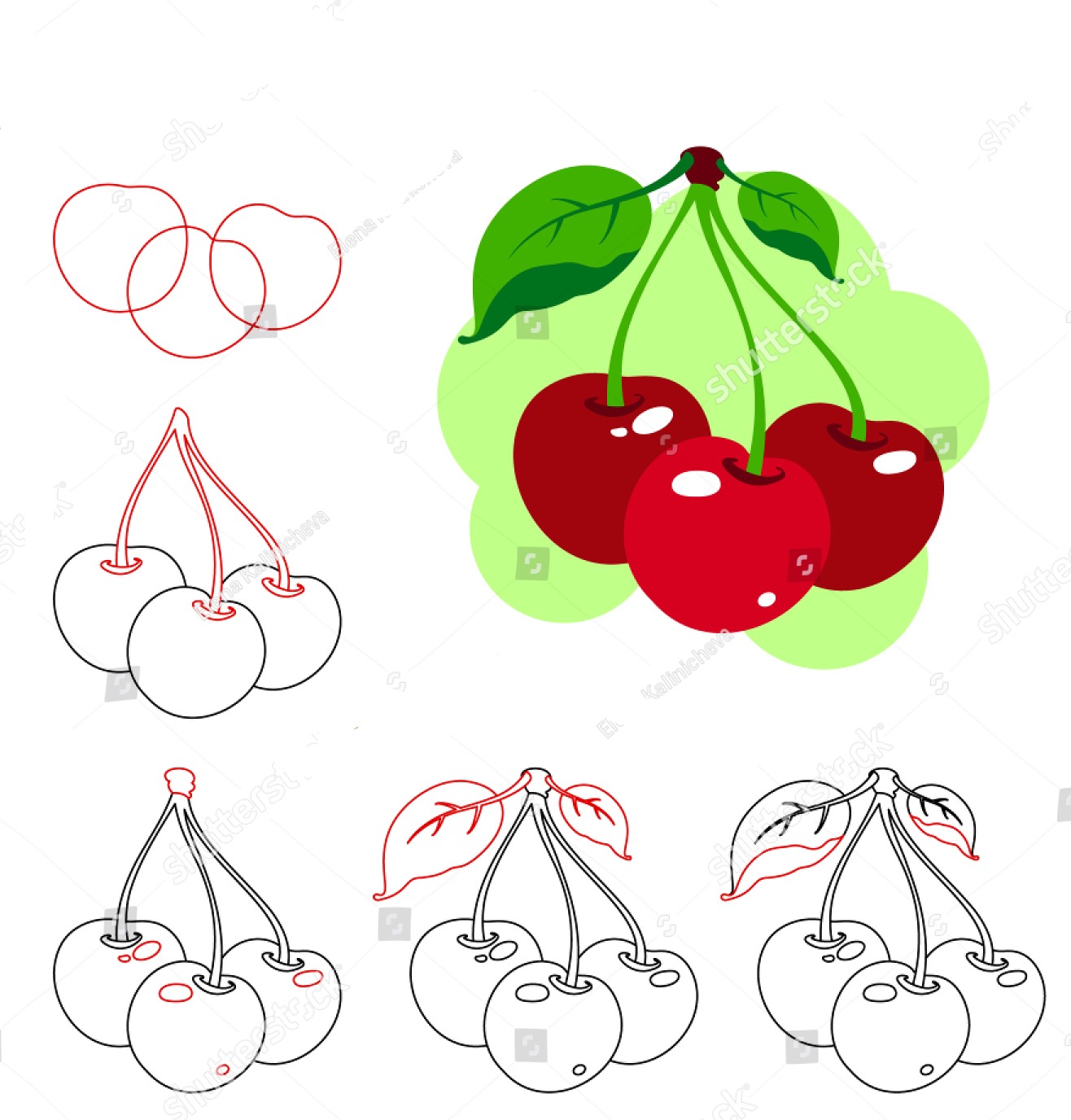 Ripe cherries dessin