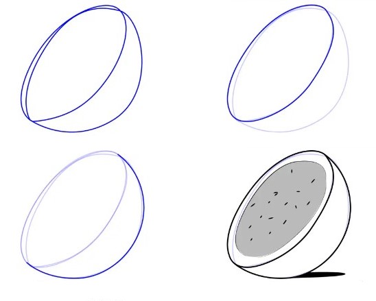 Couper la pastèque en deux dessin