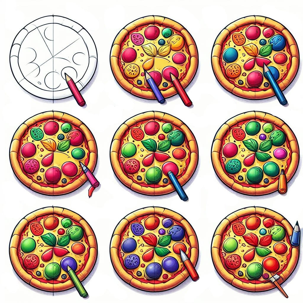 Dessin de pizza simple 3 dessin