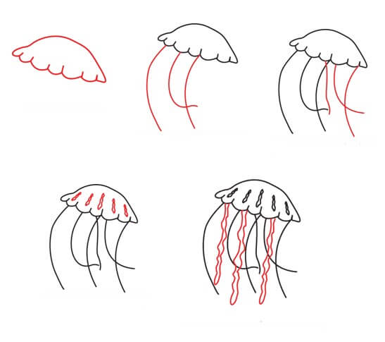 Dessin simple de méduse dessin